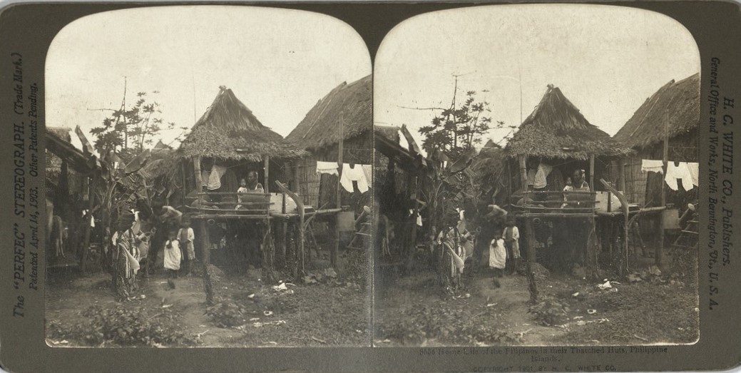 Home Life of the Filipinos in their Thatched Huts, Philippine Islands.